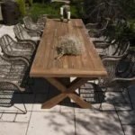 Meble tarasowe LYON X 8 os. Vimine naturalne drewno teak – rattan
