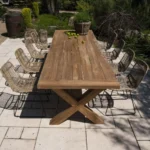 Meble ogrodowe do ogrodu zimowego LYON XII 8 os. Vimine naturalne drewno teak – rattan
