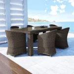 Zestaw ogrodowy stół z krzesłami RAPALLO 220 cm Oltre royal piaskowy technorattan