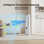Wentylator stojący ZELURXX bez łopatek, cichy wentylator stojący z 3 trybami pracy, timerem 12 godzin, pilotem, funkcją oczyszczania powietrza, kolor biały - obrazek 4